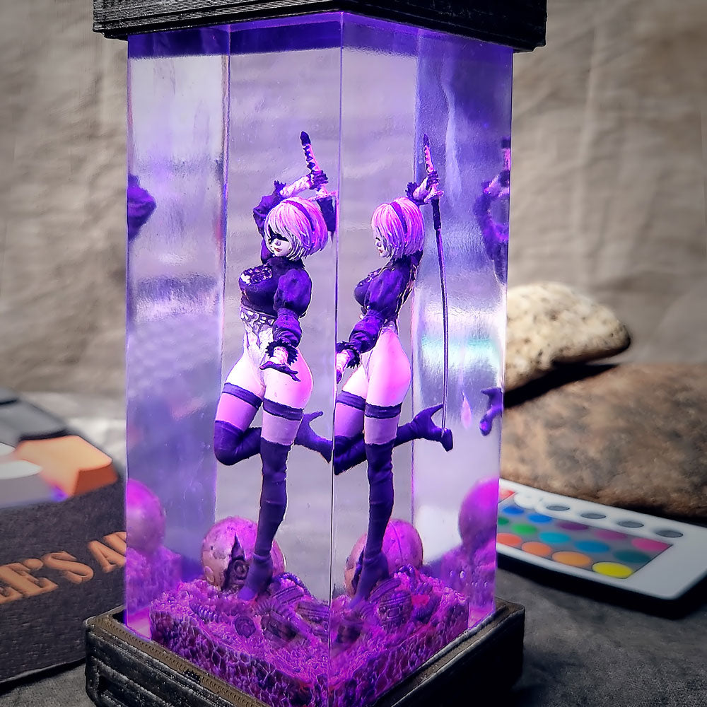 2B Resin Figure Lamp, NieR:Automata Gifs, Custom LED Light
