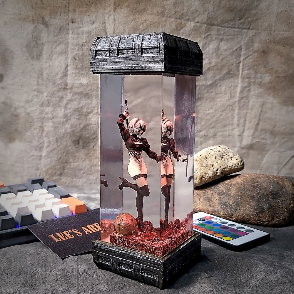 2B Resin Figure Lamp, NieR:Automata Gifs, Custom LED Light