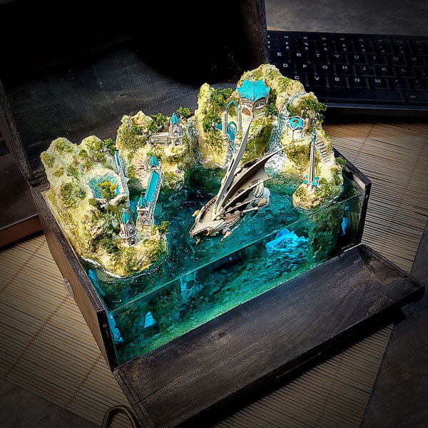 Elf Boat Castle Light Box - The Lord Of The Rings Fanart Info