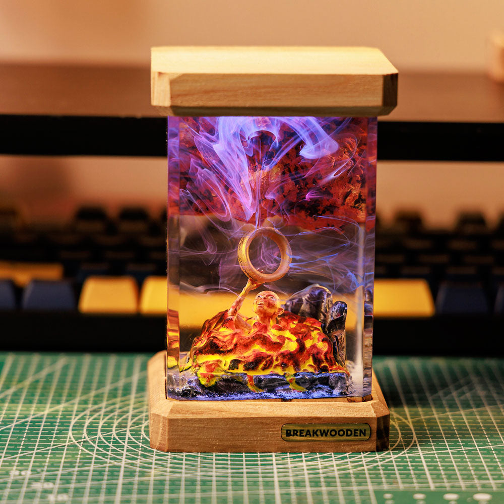 Gollum's Fate Resin Lamp - Mount Doom Lord of the Rings Decor