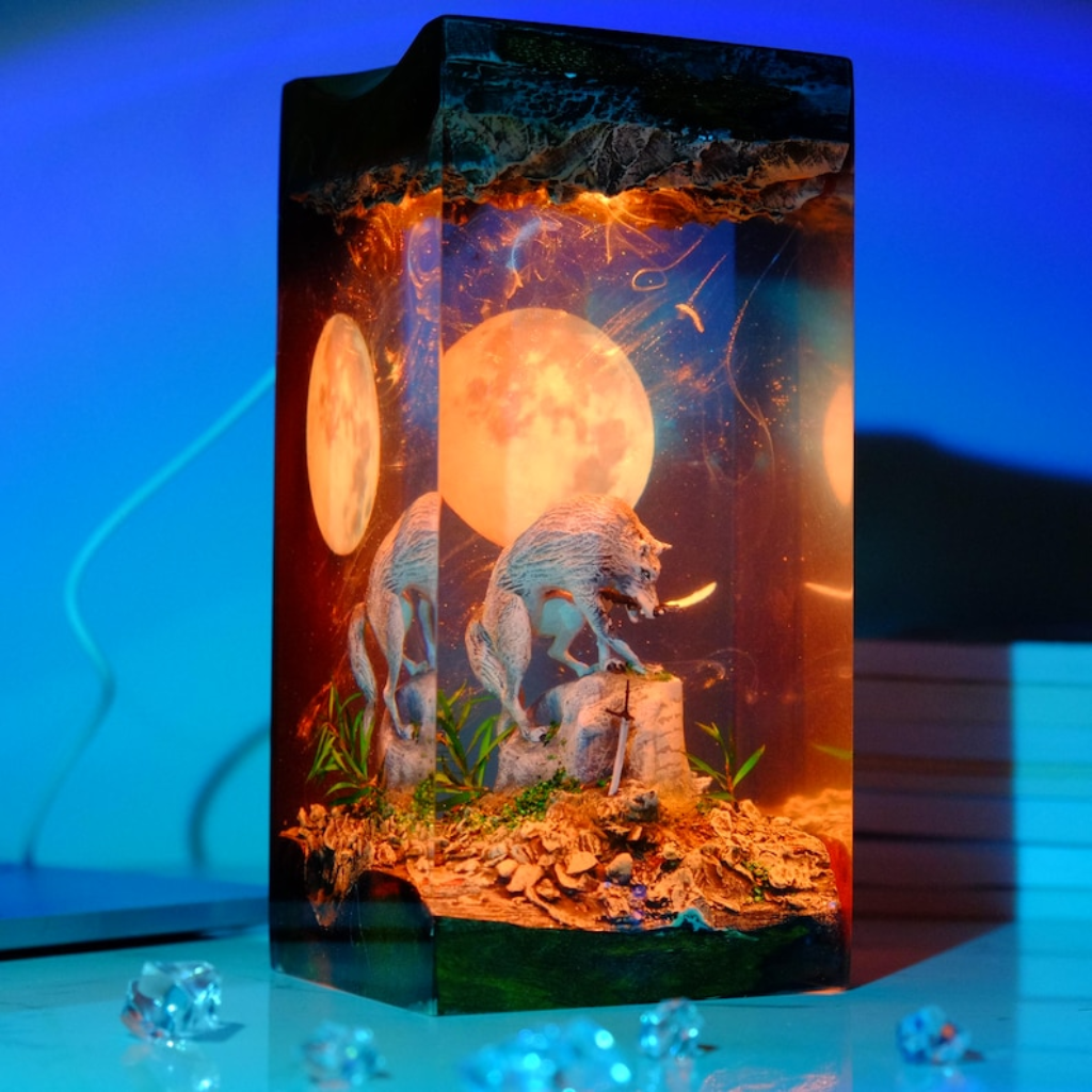 Great Grey Wolf Sif Resin Lamp- Dark Souls Gift