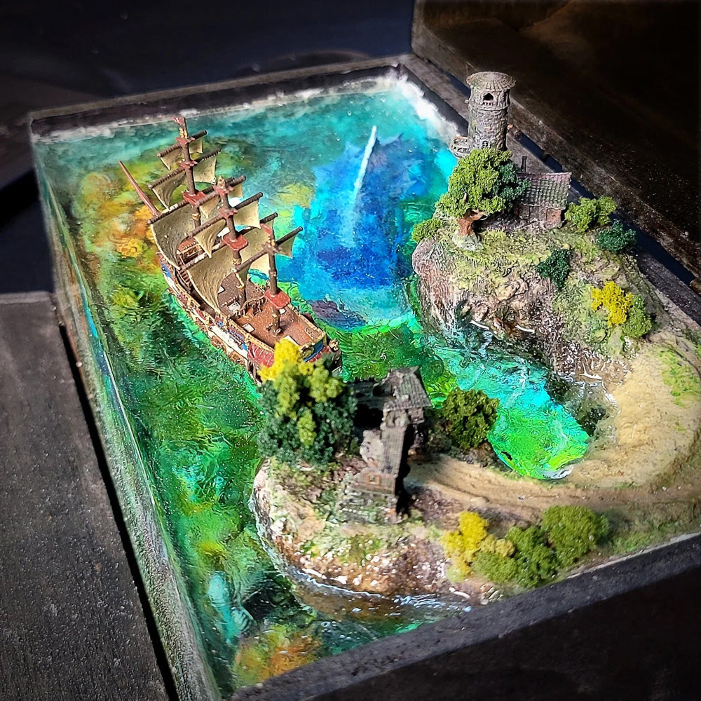 Leviathan and Boat - Wooden Light Box