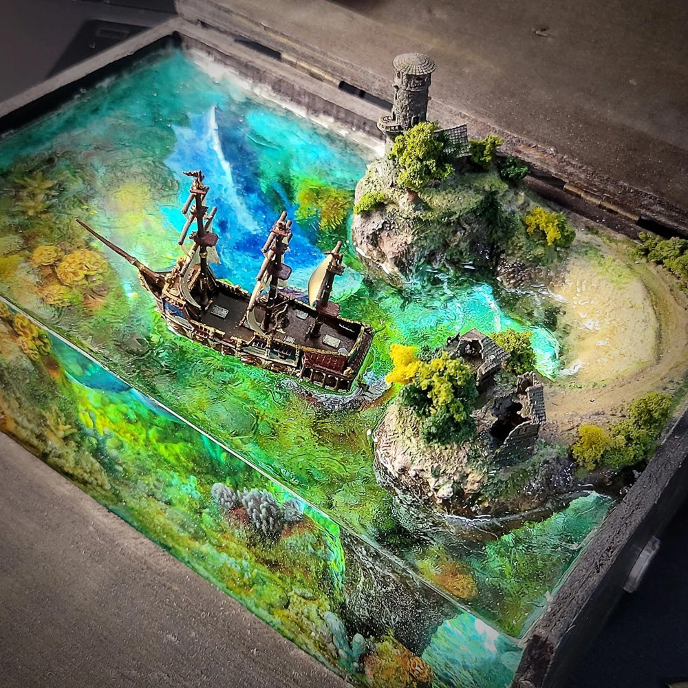 Leviathan and Boat - Wooden Light Box