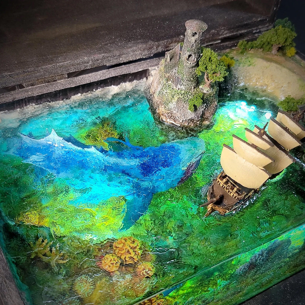 Leviathan and Boat - Wooden Light Box