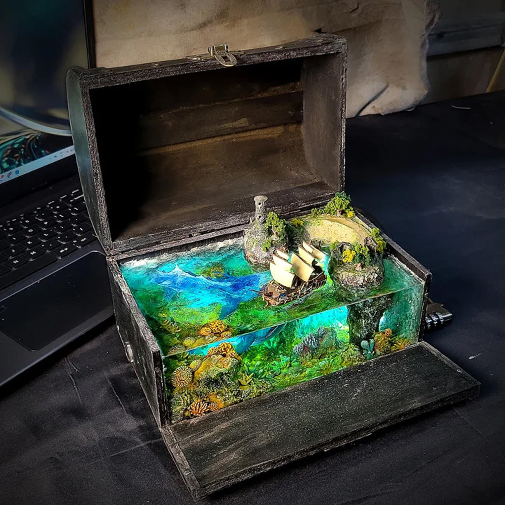 Leviathan and Boat - Wooden Light Box