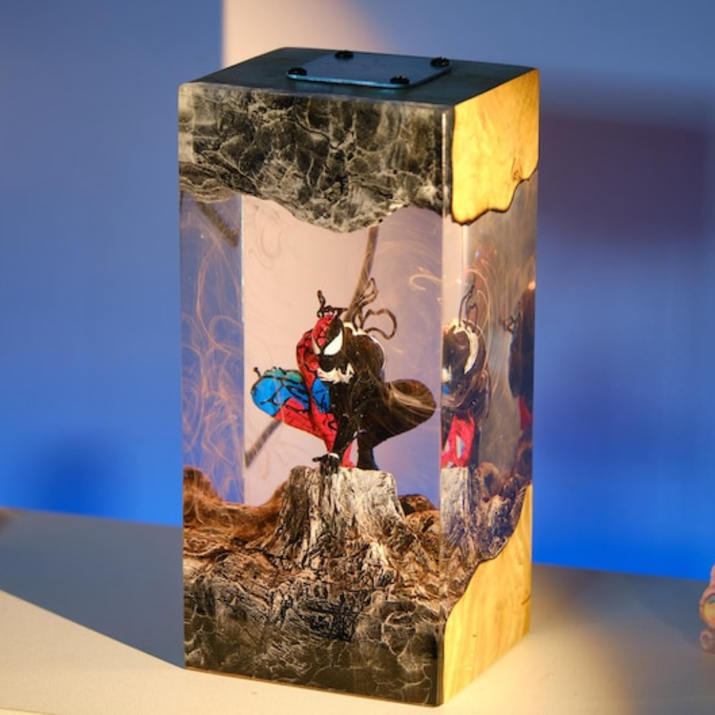 Spider Man and Venom Resin Lamp