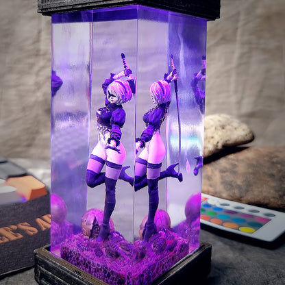 2B Resin Figure Lamp, NieR:Automata Gifs, Custom LED Light