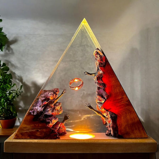 One Ring Resin Lamp - Lord of the Rings Gift -Wood & Resin Art