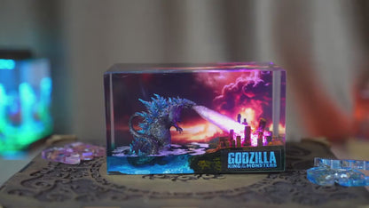 Godzilla Resin Lamp - Light Up Your City with Atomic Breath!