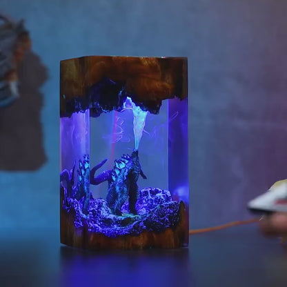 Unique Godzilla Gift, Epoxy Resin Lamp
